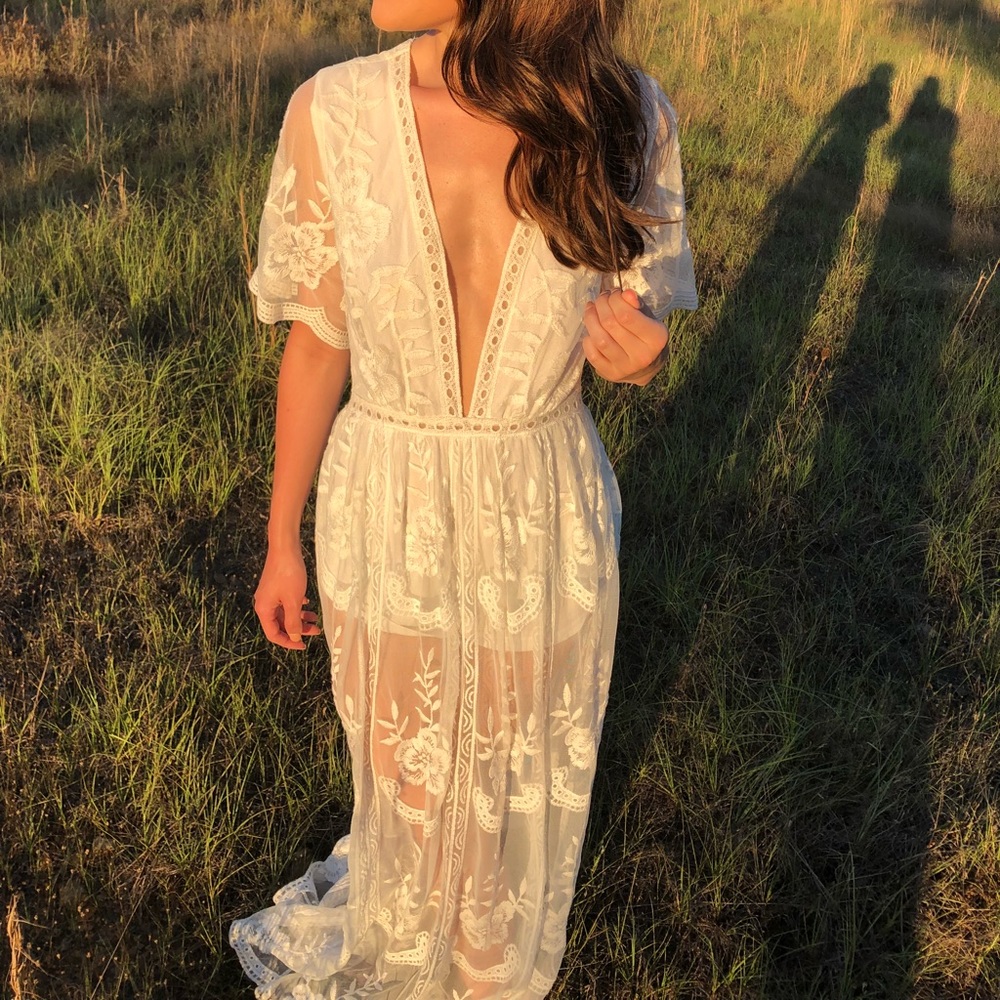 White Honey Punch Maxi Romper